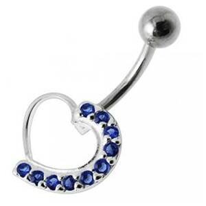 Šperky4U Stříbrný piercing do pupíku - srdce - BP01031-B