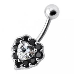 Šperky4U Stříbrný piercing do pupíku - srdce - BP01033-K