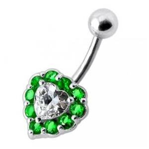 Šperky4U Stříbrný piercing do pupíku - srdce - BP01033-E