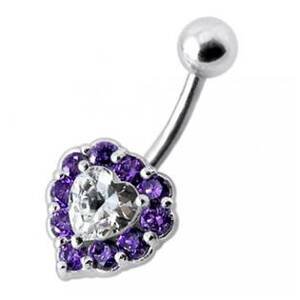Šperky4U Stříbrný piercing do pupíku - srdce - BP01033-A