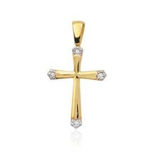 NUBIS® Diamantový přívěšek křížek, žluté zlato a brilianty - K-001-YG