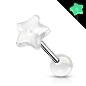 Šperky4U Svítící piercing do jazyku - hvězdička - PJ0009-W