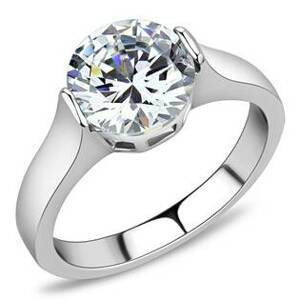 Šperky4U Ocelový prsten se zirkonem - velikost 55 - AL-0056-55