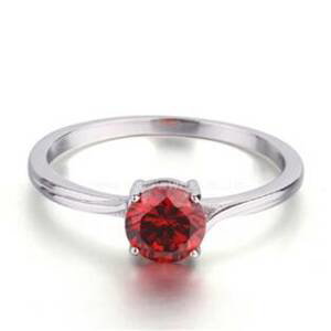 NUBIS® Stříbrný prsten s červeným zirkonem - velikost 49 - NB-5074-49