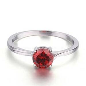 NUBIS® Stříbrný prsten s červeným zirkonem - velikost 52 - NB-5074-52