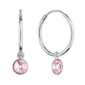 EVOLUTION GROUP CZ Stříbrné náušnice kruhy se Swarovski krystalem, Light Rose - 31309.3