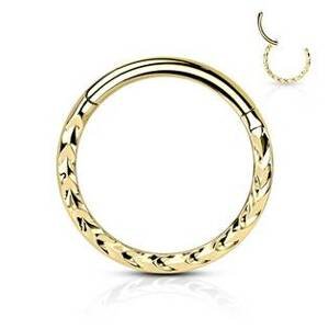 Šperky4U Zlacený segment kruh s dekorem - helix / cartilage / tragus piercing - NS0052GD-1210
