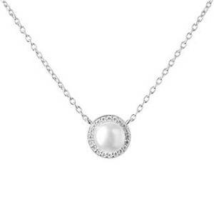 GAURA Stříbrný náhrdelník s pravou říční perlou - GA3041-WH