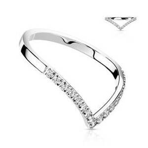 Šperky4U Ocelový prsten špička s čirými zirkony - velikost 55 - OPR1870ST-55