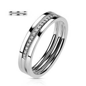 Šperky4U Ocelový prsten s čirými zirkony - velikost 60 - OPR1872-60