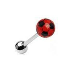 Šperky4U Piercing do jazyka - fotbalový míč, červená barva - PJ01035-R