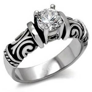 Šperky4U Ocelový prsten se zirkonem - velikost 55 - AL-0108-55