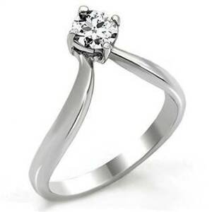 Šperky4U Ocelový prsten se zirkonem špička - velikost 50 - AL-0095-50