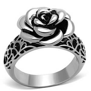 Šperky4U Ocelový prsten s ornamenty a růží - velikost 55 - AL-0094-55