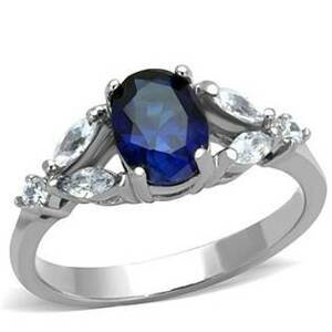 Šperky4U Ocelový prsten s modrým kamenem - velikost 52 - AL-0100-52
