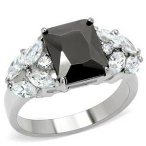 Šperky4U Ocelový prsten s černým kamenem - velikost 62 - AL-0105-62