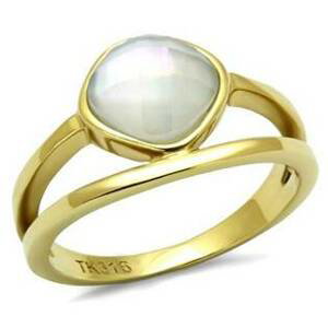 Šperky4U Ocelový prsten s mléčným kamenem - velikost 50 - AL-0106-50