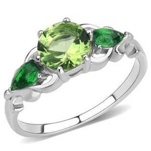Šperky4U Ocelový prsten se zelenými kameny - velikost 60 - AL-0103-60