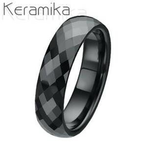 NUBIS® Keramický prsten černý, šíře 6 mm - velikost 73 - KM1002-6-73