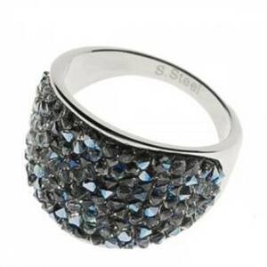AKTUAL, s.r.o. Ocelový prsten s krystaly Crystals from Swarovski®, BLUELIZED - velikost 53 - LV1001-BLU-53