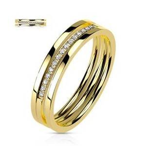 Šperky4U Zlacený ocelový prsten - velikost 55 - OPR1884-55