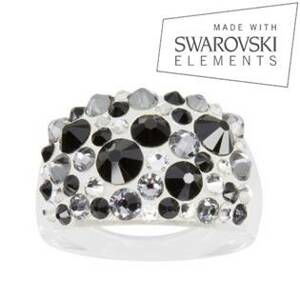 AKTUAL, s.r.o. Prsten s krystaly Crystals from Swarovski®, Jet - velikost 50 - LV2013-50