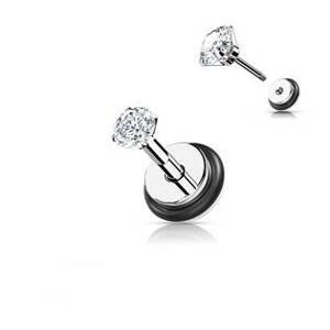 Šperky4U Piercingová náušnice, čirý zirkon - 1 kus - FP104-03