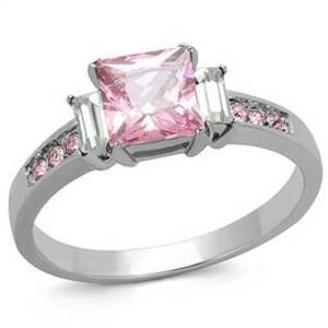 Šperky4U Ocelový prsten s růžovými kameny - velikost 57 - AL-0113-57