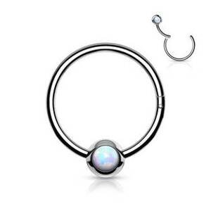 Šperky4U Piercing kruh segment, bílý opál - K01067-1208