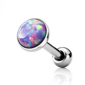 Šperky4U Cartilage piercing do ucha, opál fialový - CP1087-OP38-05