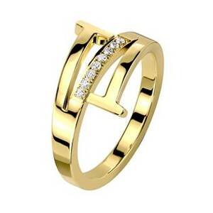 Šperky4U Zlacený ocelový prsten - velikost 49 - OPR1898-49