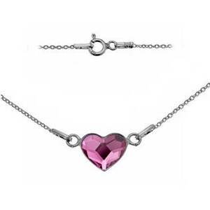 NUBIS® Stříbrný náhrdelník se srdcem Crystals from Swarovski® Fuchsia - NB-0200-FU