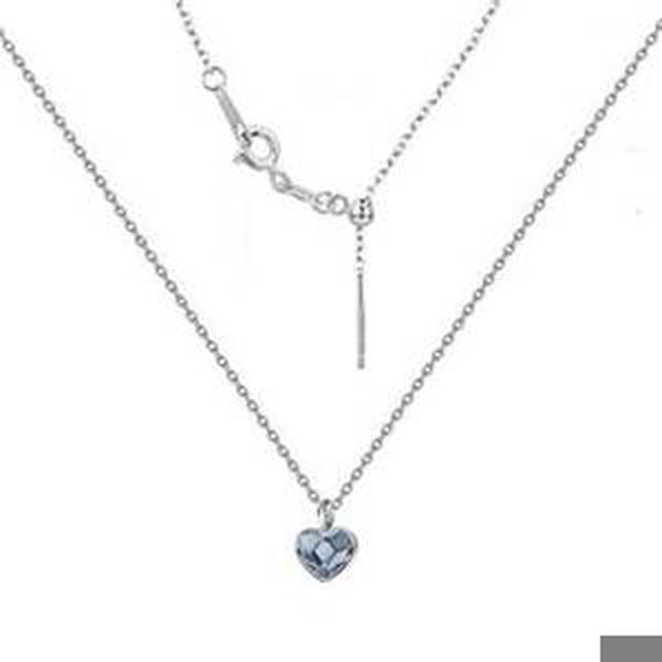 NUBIS® Minimalistický stříbrný náhrdelník se srdcem Crystals from Swarovski® Denim Blue - NB-0204-DB