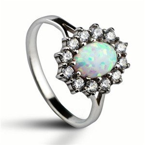 Šperky4U Stříbrný prsten se zirkony a bílým opálem - velikost 61 - ZB32705-OP17-61