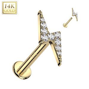 Šperky4U Zlatý piercing do brady - labreta, Au 585/1000 - ZL01251-1206-YG