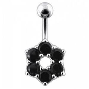 Šperky4U Stříbrný piercing do pupíku - kytička - BP01016-K