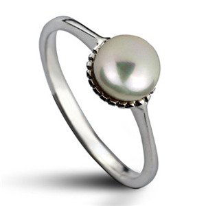 Šperky4U Stříbrný prsten přírodní perla 5,5 mm, vel. 49 - velikost 49 - CS2104-49
