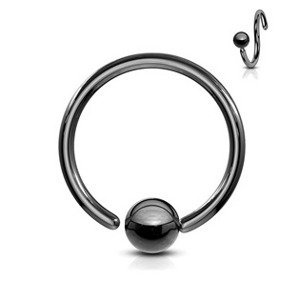 Šperky4U Piercing - kruh černý, kulička 4 mm - K1002K-12124
