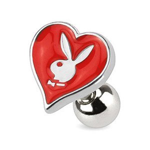 Šperky4U Cartilage piercing do ucha zajíček Playboy, srdce - CP1004-HT