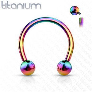 Šperky4U Piercing podkova TITAN 1,2 x 8 mm, duhová barva - TIT1052W-1208