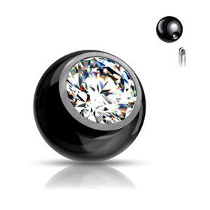 Šperky4U Černá ocelová náhradní kulička, závit 1,2 mm - ND01012KC-1204