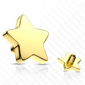 Šperky4U Microdermal - ozdobná část - hvězda, barva zlatá - MD01034-GD