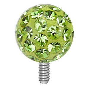 Šperky4U Microdermal - ozdobná část kulička - zelené zirkony, 4 mm - MD01003-G
