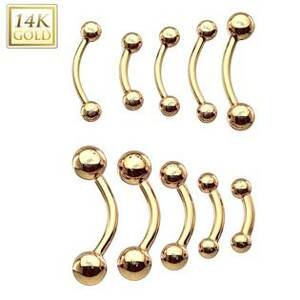 Šperky4U Zlatý piercing do obočí - kuličky, Au 585/1000 - ZL01107-1208-YG