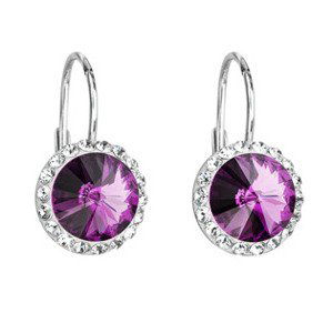 EVOLUTION GROUP CZ Stříbrné náušnice s kameny Crystals from Swarovski® Amethyst - 31216.3