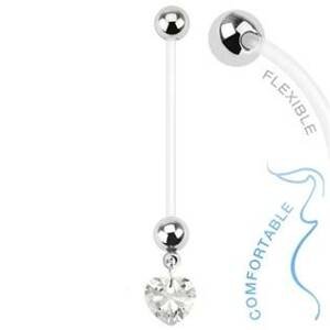 Šperky4U Těhotenský piercing do pupíku - srdíčko - WP01080-C