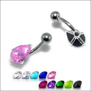 Šperky4U Stříbrný piercing do pupíku - kapka - BP01010-G