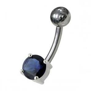 Šperky4U Stříbrný piercing do pupíku - kulatý zirkon 6 mm - BP01146-B