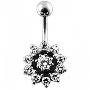 Šperky4U Stříbrný piercing do pupíku - kytička - BP01099-CK