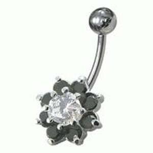 Šperky4U Stříbrný piercing do pupíku - kytička - BP01257-K
